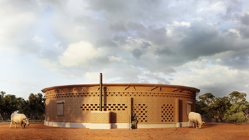 a tensile roof structure tops 3GATTI's low-cost housing prototype for africa designboom