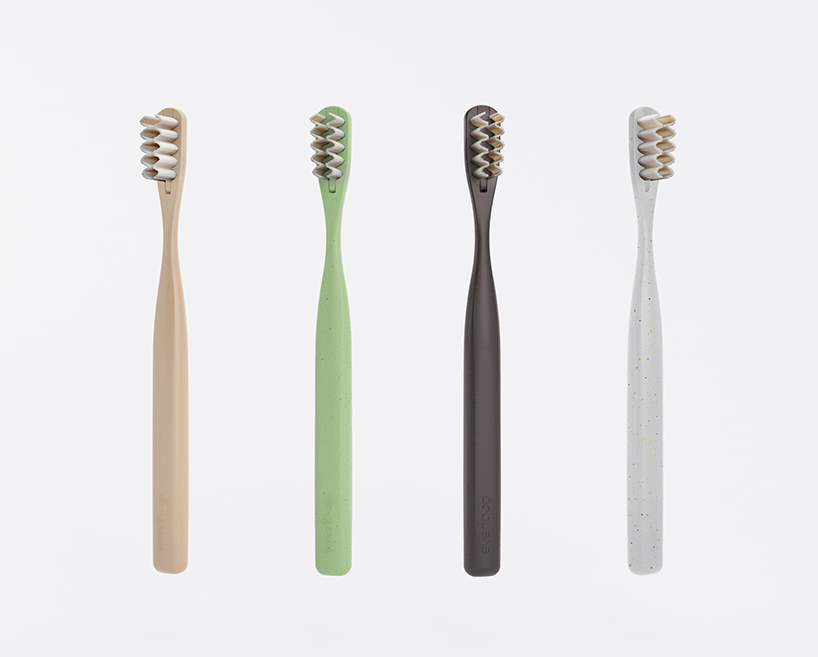 the everloop toothbrush is made with replaceable bamboo bristles and recycled plastic designboom
