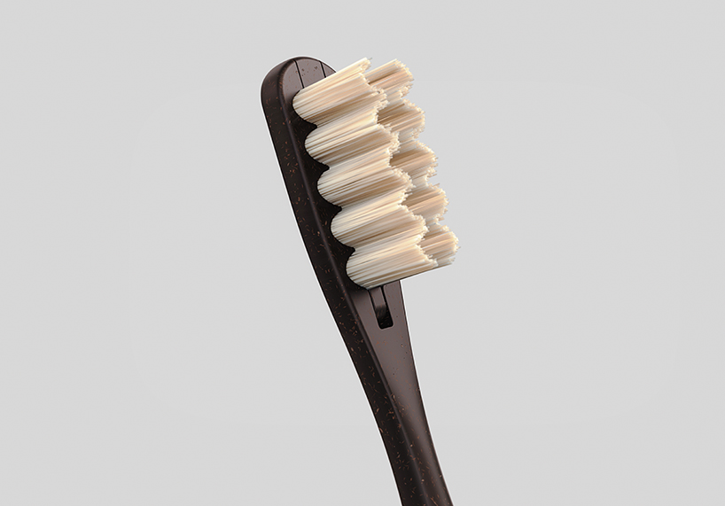 the everloop toothbrush is made with replaceable bamboo bristles and recycled plastic designboom