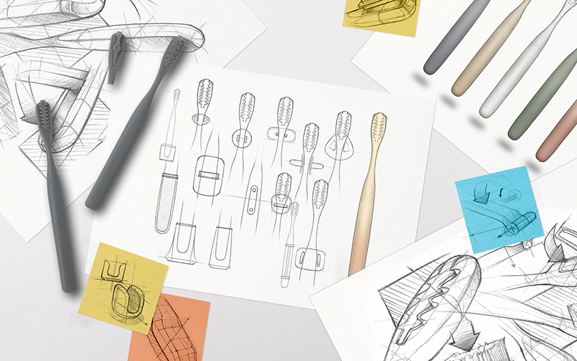 the everloop toothbrush is made with replaceable bamboo bristles and recycled plastic designboom