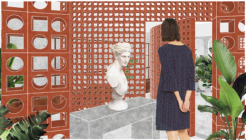 curving walls of red terracotta envelop RENESA’s 'terramater' gallery in india designboom