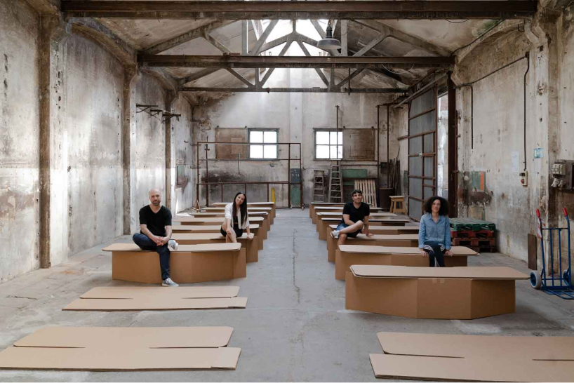 humanitaria’s biodegradable cardboard beds assemble in five seconds for emergency relief