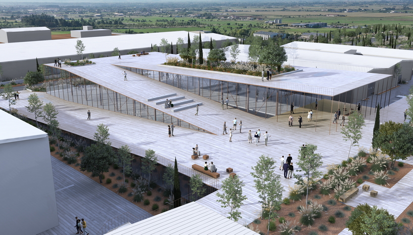 george batzios architects creates levels of interconnected planes with sloping facade