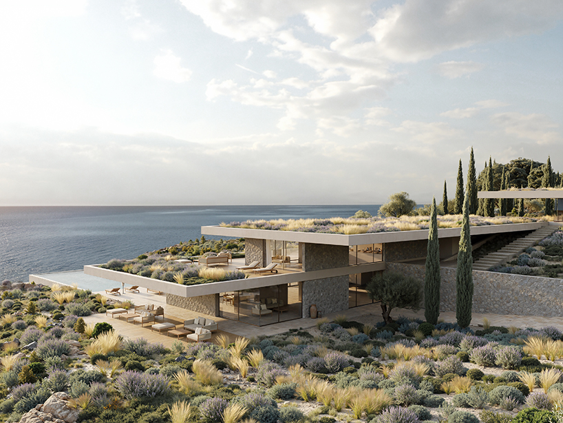 bold villa stretches horizontally across the hills of peloponnese in greece - 4