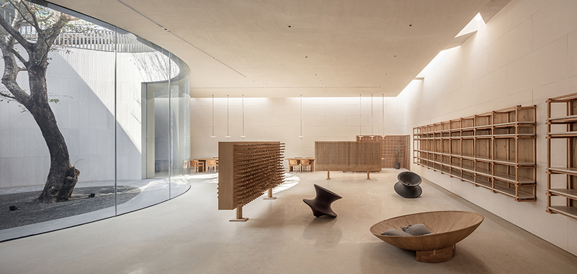 waterfrom design builds a tranquil teahouse around an old tree in china designboom