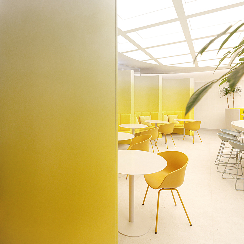 curved yellow walls define theatrical pastry shop interior by ramoprimo in beijing