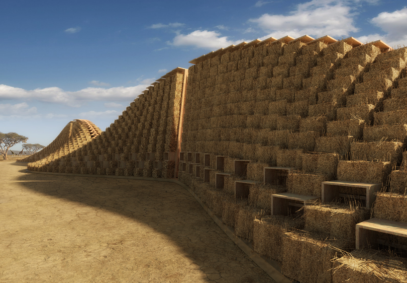 NUDES uses straw bales to create a breathable skin for proposed school in malawi designboom