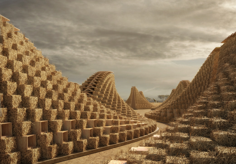 NUDES uses straw bales to create a breathable skin for proposed school in malawi designboom