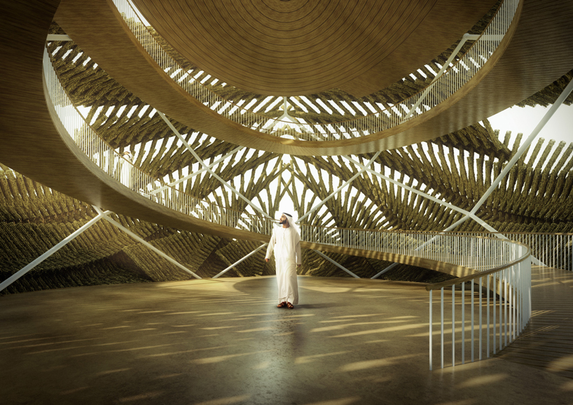 NUDES proposes a flamingo observatory constructed from 'twig' like components in abu dhabi designboom