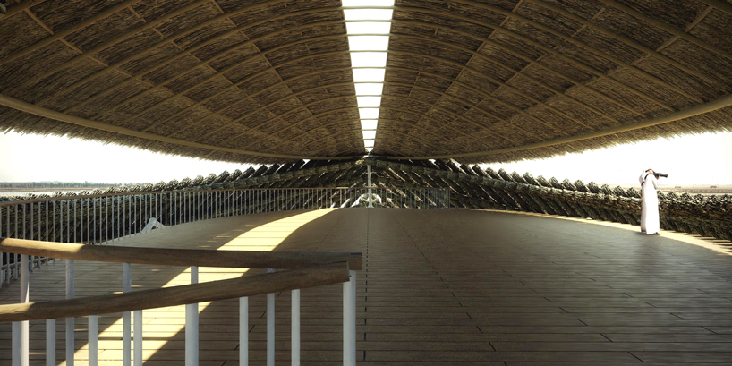 NUDES proposes a flamingo observatory constructed from 'twig' like components in abu dhabi designboom