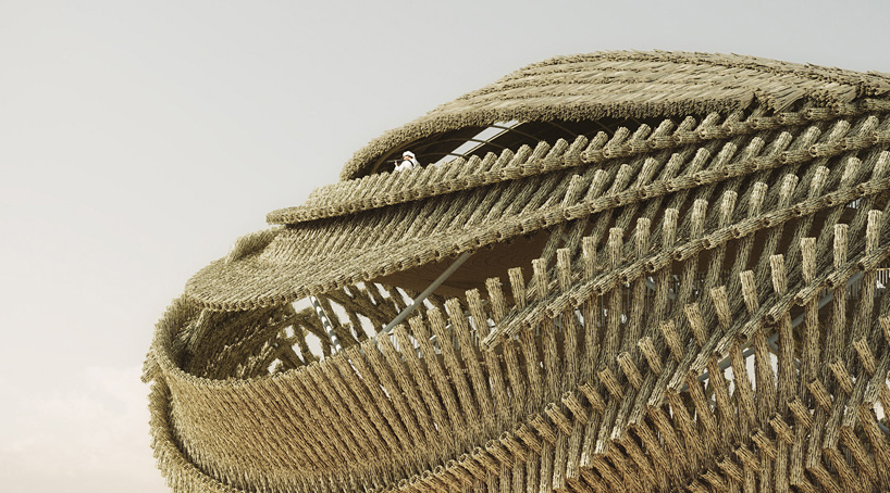 NUDES proposes a flamingo observatory constructed from 'twig' like components in abu dhabi designboom