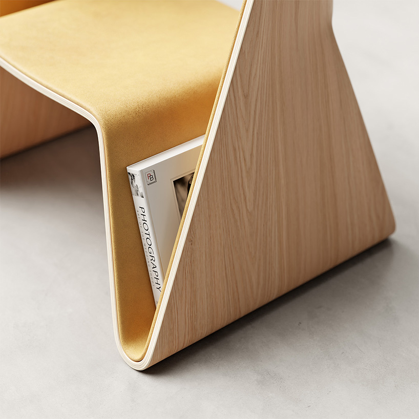 void chair has two side pockets that allows users to slide in books and magazines