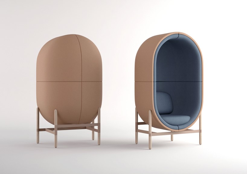 the sound-absorbing capsule chair imagines a new office reality post COVID-19 designboom