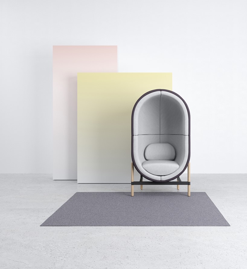 the sound-absorbing capsule chair imagines a new office reality post COVID-19 designboom