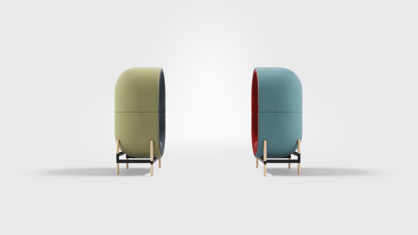 the sound-absorbing capsule chair imagines a new office reality post COVID-19 designboom