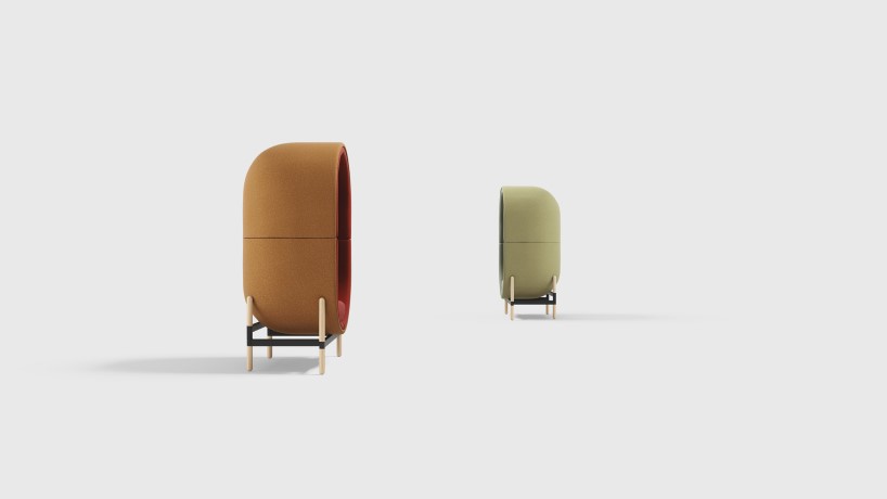 the sound-absorbing capsule chair imagines a new office reality post COVID-19 designboom