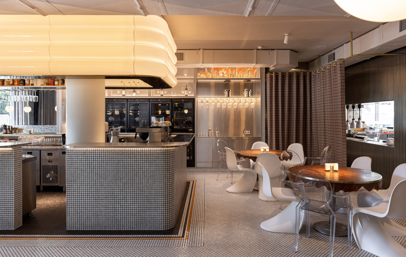 mosaics, check patterns, and textured veneers clad YOD group's modern italy-inspired bistro