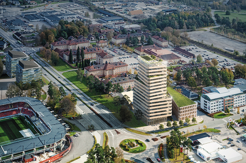 tengbom proposes rounded timber-clad tower for new tech beacon in sweden