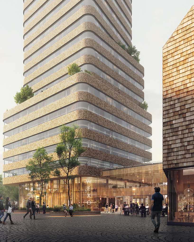 tengbom proposes rounded timber-clad tower for new tech beacon in sweden