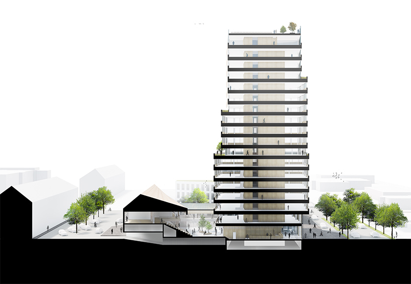 tengbom proposes rounded timber-clad tower for new tech beacon in sweden