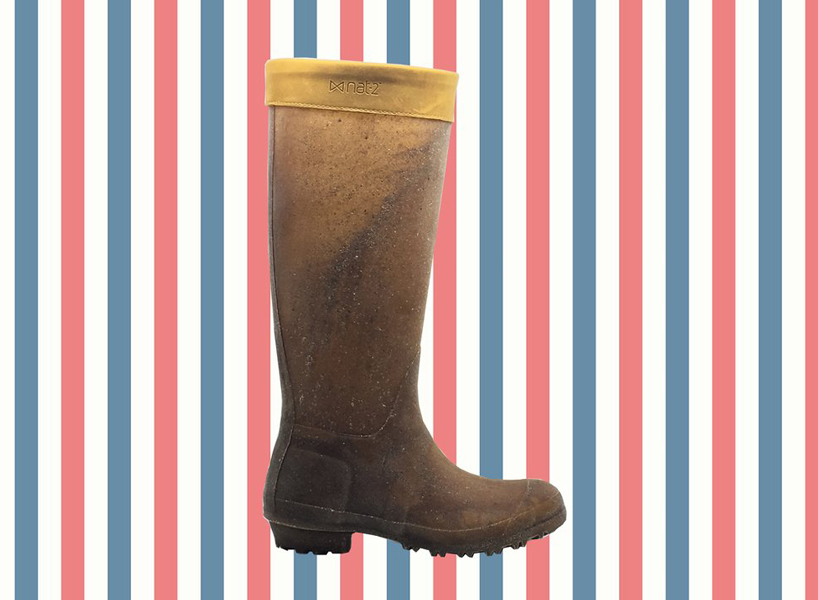 nat-2's rain boots made from recycled corn designboom