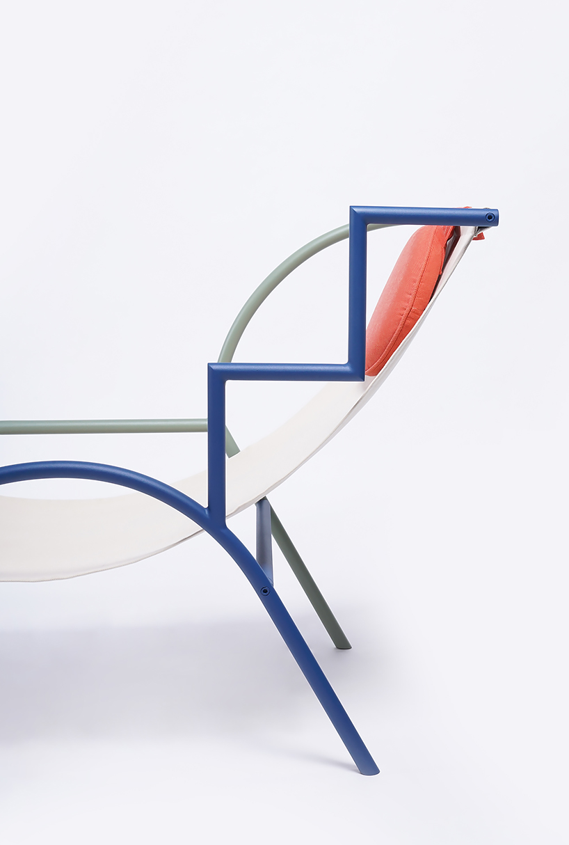 ebba is a beskope chair that allows users to mix and match graphic steel armrests designboom