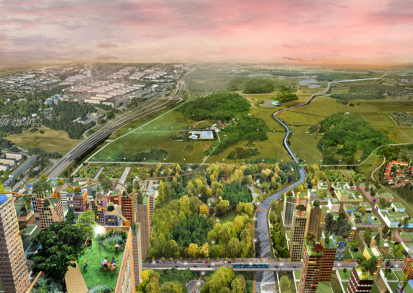 anders berensson architects proposes central park with bustling city district in stockholm