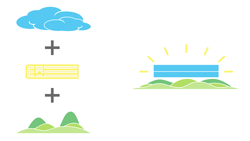 between hills and the clouds is a floating disk of knowledge on top of a landscape 2