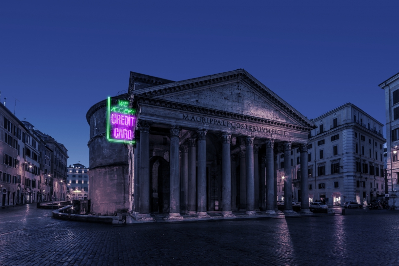 'neon rome' by m²ft architects envisions italian landmarks lit with neon signage designboom