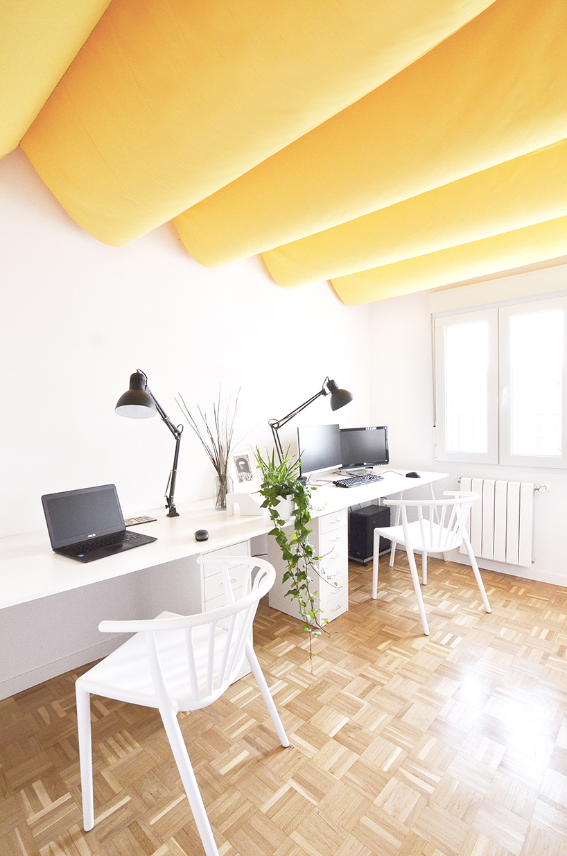 optical patterns + bright pops of color complete apartment & home office by m²ft in madrid