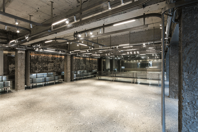 steel counters, concrete walls + metal curtain partitions realize 'basdban' café in shanghai