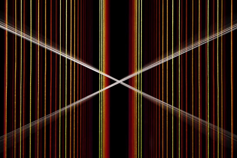 we+ entwines 500 dyed threads to express the 'diversity of beauty' at shiseido in tokyo designboom