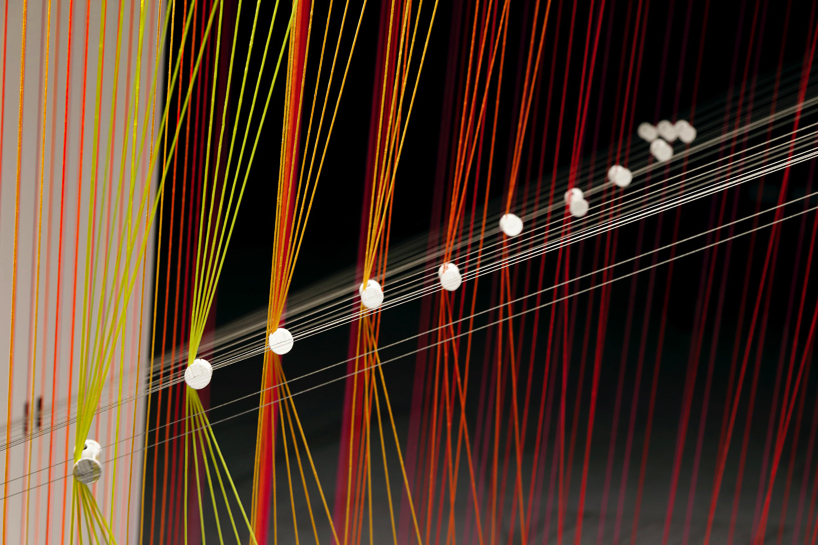 we+ entwines 500 dyed threads to express the 'diversity of beauty' at shiseido in tokyo designboom