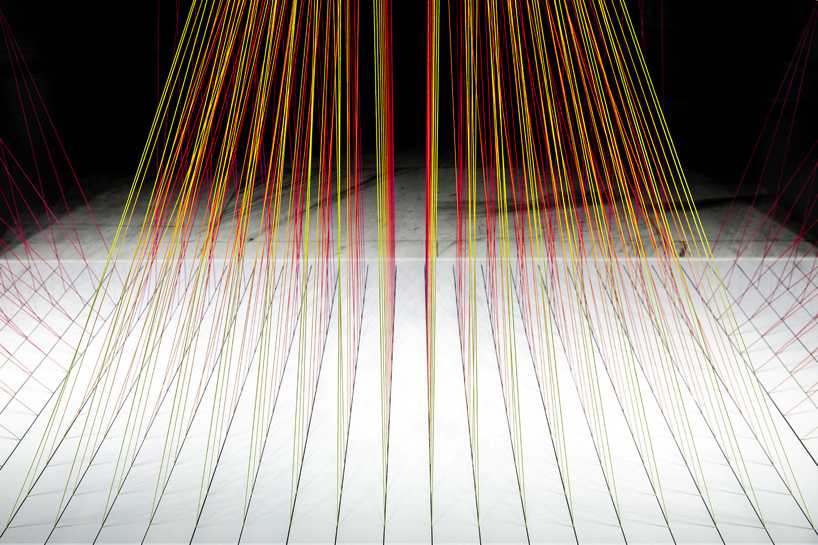 we+ entwines 500 dyed threads to express the 'diversity of beauty' at shiseido in tokyo designboom