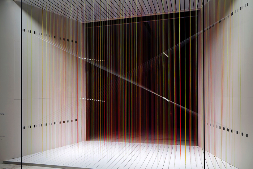 we+ entwines 500 dyed threads to express the 'diversity of beauty' at shiseido in tokyo designboom