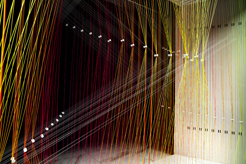 we+ entwines 500 dyed threads to express the 'diversity of beauty' at shiseido in tokyo designboom