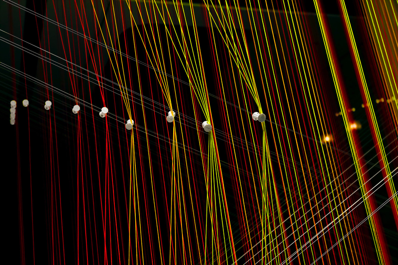 we+ entwines 500 dyed threads to express the 'diversity of beauty' at shiseido in tokyo designboom