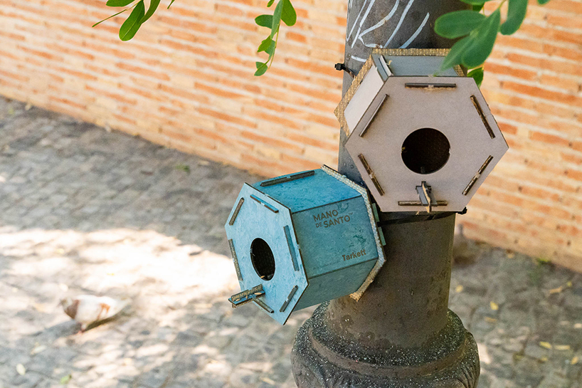 mano de santo's ELVI urban birdhouse game gives second life to used linoleum