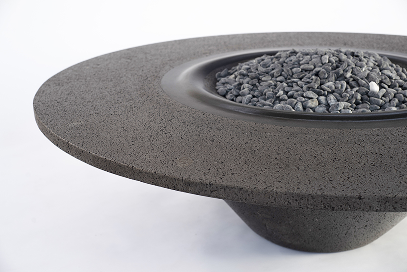 peca studio introduces 'umo rocka' sculptural fire pit made out of volcanic rock