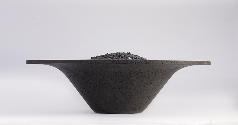 peca studio introduces 'umo rocka' sculptural fire pit made out of volcanic rock