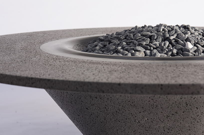 peca studio introduces 'umo rocka' sculptural fire pit made out of volcanic rock