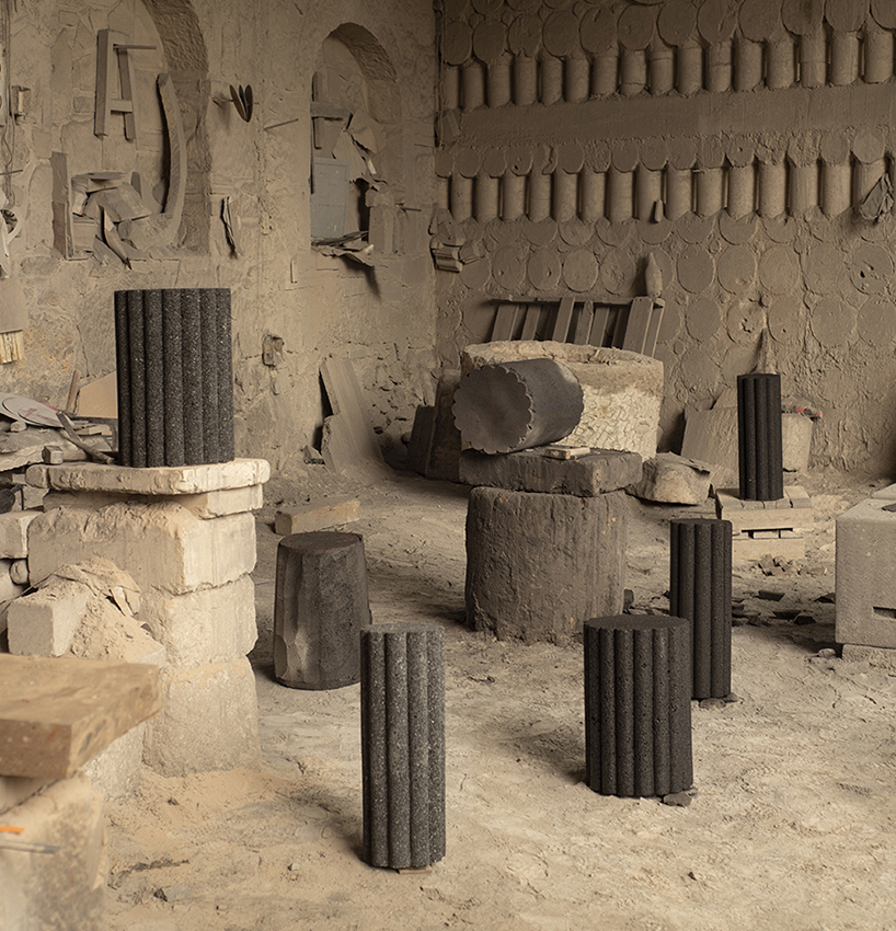 peca studio carves tables from volcanic rock for 'loto roca' collection designboom