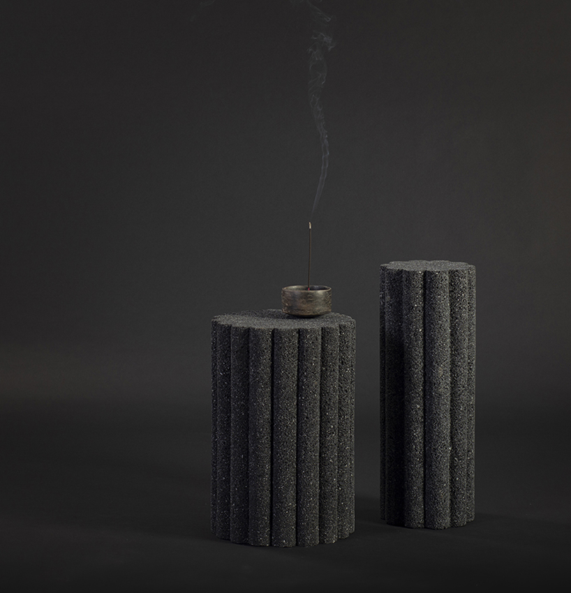 peca studio carves tables from volcanic rock for 'loto roca' collection designboom