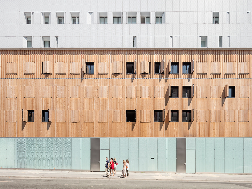 AAVP uses larchwood slats and aluminium sheets to clad student residence in paris designboom