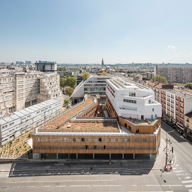 AAVP uses larchwood slats and aluminium sheets to clad student residence in paris designboom