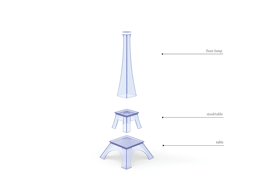 yongwook seong reimagines the eiffel tower as stackable furniture designboom