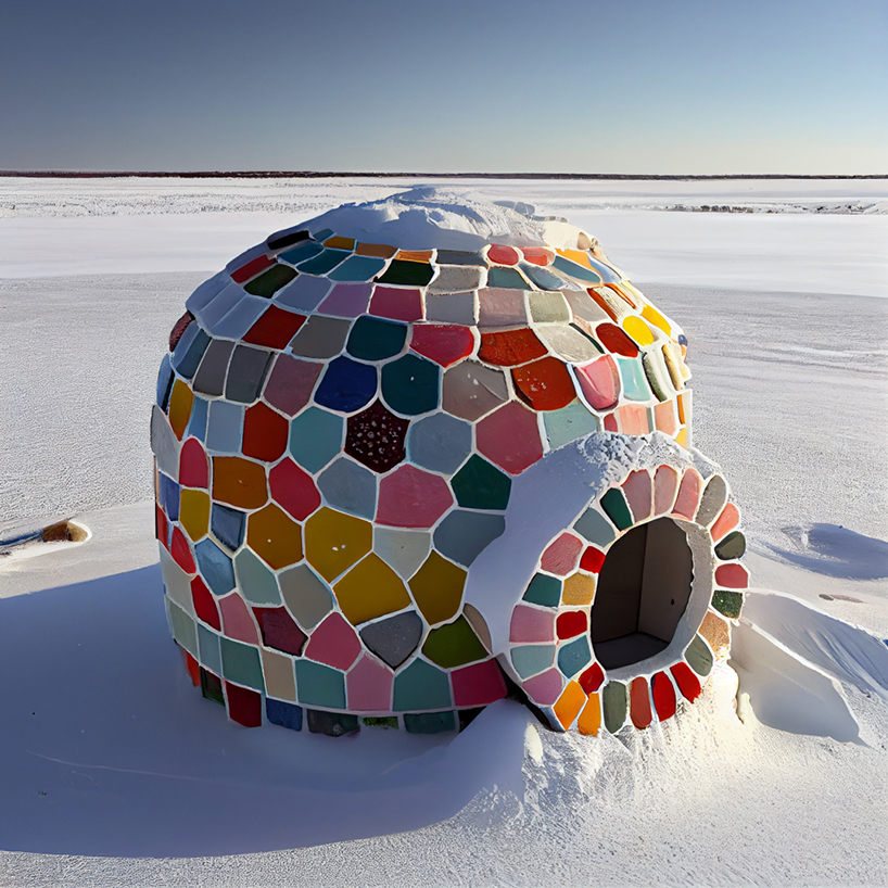 yongwook seong's AI imagines surreal structures that fuse arctic land with living forms and mythical figures