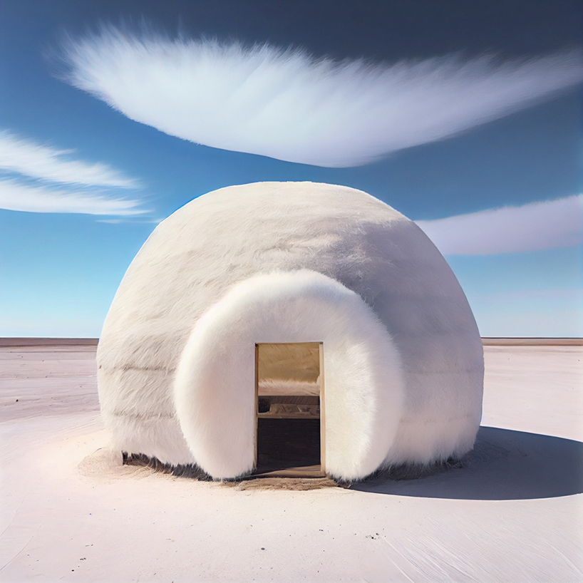 yongwook seong's AI imagines surreal structures that fuse arctic land with living forms and mythical figures