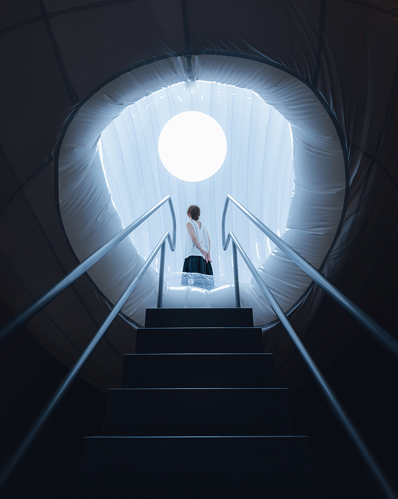 CPLUS' inflatable ellipsoid, matrix-space, cocoons visitors in warm embrace in beijing