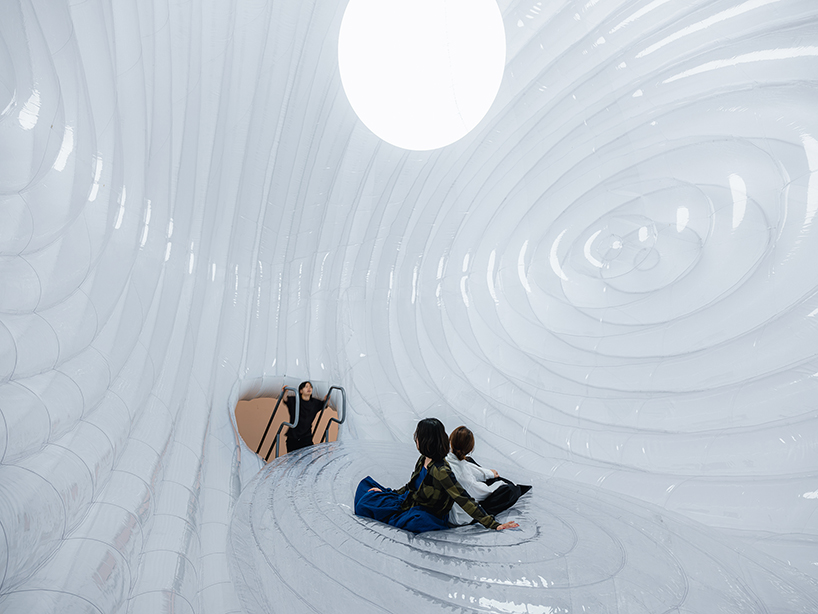 CPLUS' inflatable ellipsoid, matrix-space, cocoons visitors in warm embrace in beijing